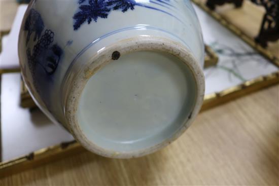 A pair of Chinese blue and white bottle vases, 19th century